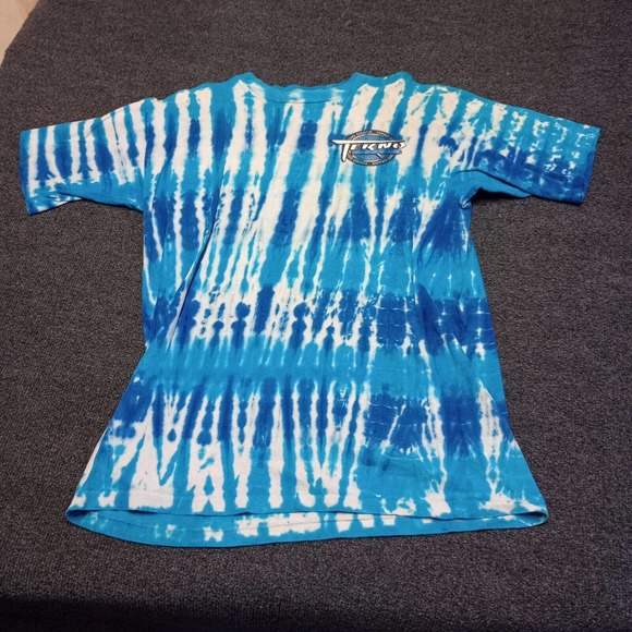 Vintage Tekno Grafix Shirt Adult XL Blue Tie Dye 90s Y2K Single‎ Stitch - Picture 1 of 10